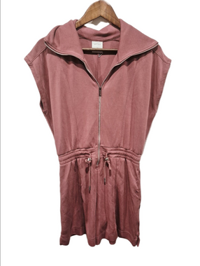 Kit + Ace At Ease Cinch Waist Romper S Dusty Mauve Pink Quarter Zip Athleisure